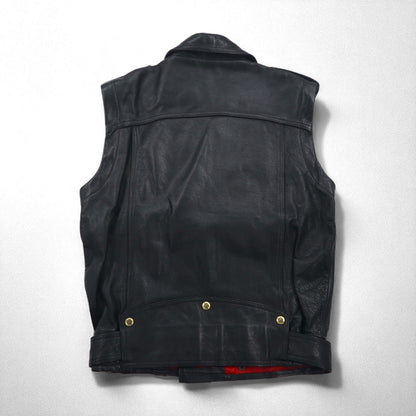 LEATHER AND FUR 102 コンバーチブル 2WAY ダブル ライダース レザージャケット ベスト M 牛革 アーム着脱可