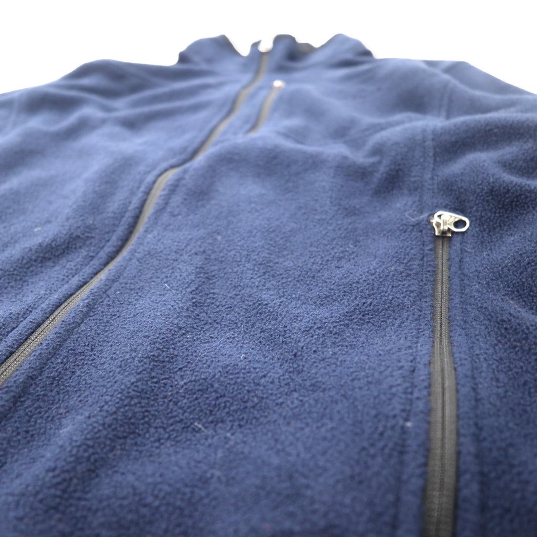 Eddie Bauer Made in Canada Full Zip Fleece Jacket XL Navy Polyester One Point Logo Embroidery