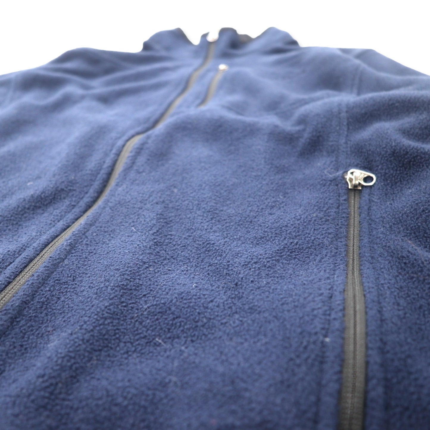 Eddie Bauer カナダ製 フルジップ フリースジャケット XL ネイビー ポリエステル ワンポイントロゴ刺繍