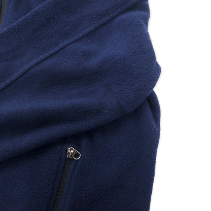 Eddie Bauer カナダ製 フルジップ フリースジャケット XL ネイビー ポリエステル ワンポイントロゴ刺繍