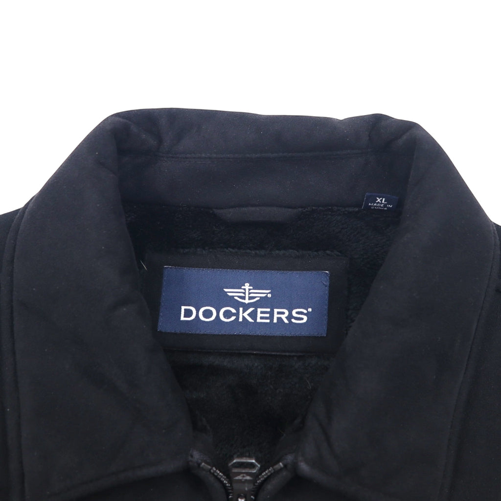 DOCKERS (Levi's) 90s faux mouton jacket, XL, black, polyester.