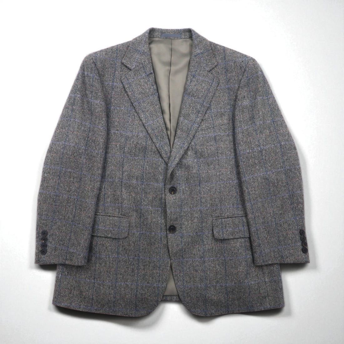 BURBERRY 100% Cashmere 2B Tweed Jacket, Size S, Gray Check, Made in Japan
