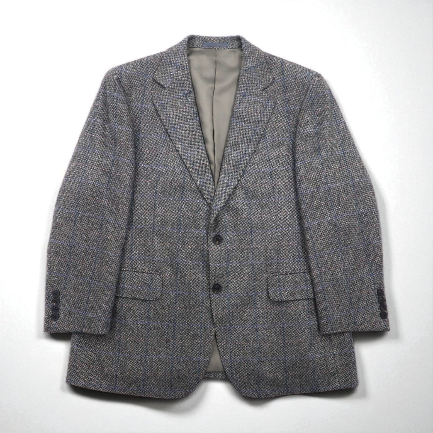 BURBERRY 100% Cashmere 2B Tweed Jacket, Size S, Gray Check, Made in Japan