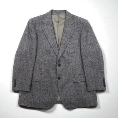 BURBERRY 100% Cashmere 2B Tweed Jacket, Size S, Gray Check, Made in Japan