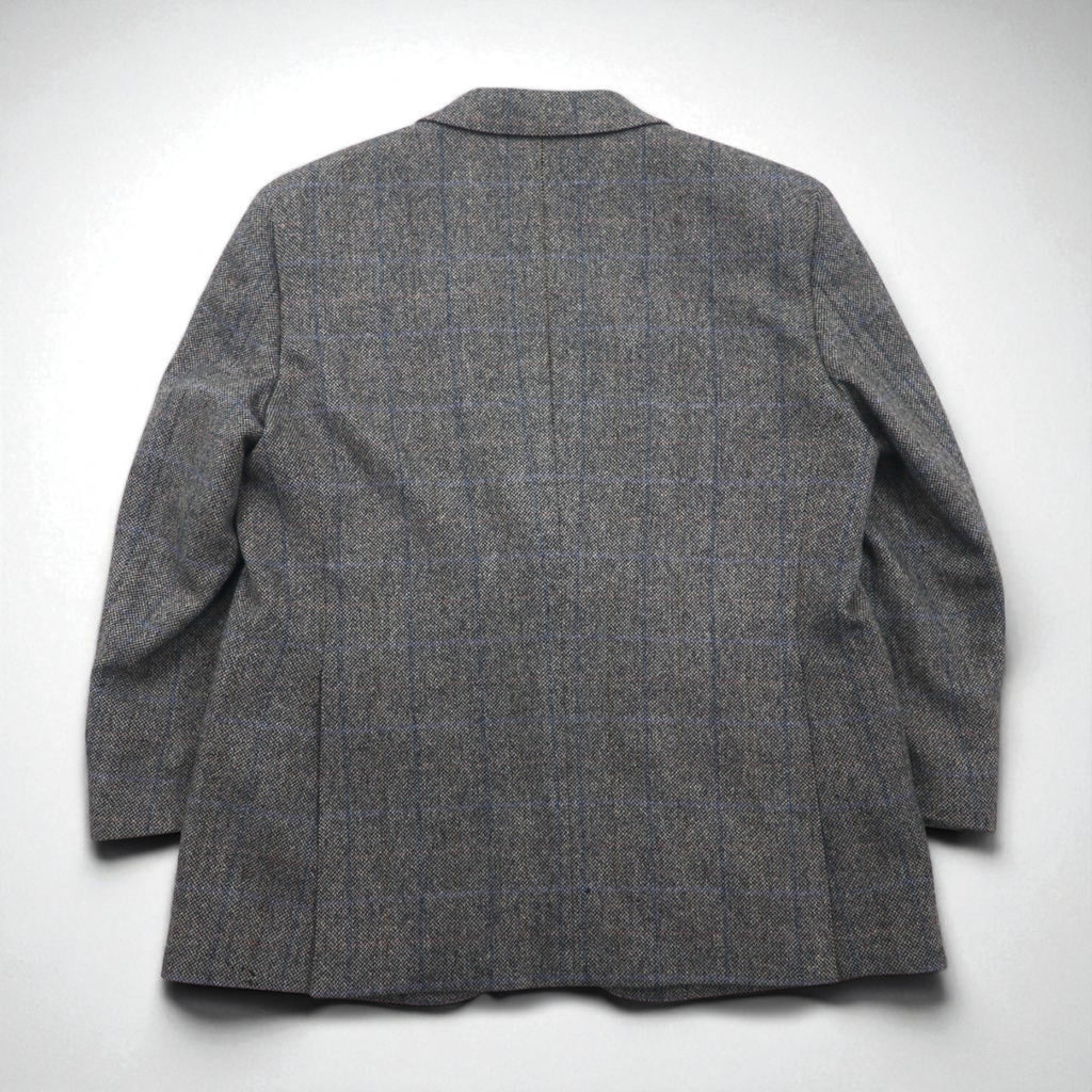 BURBERRY 100% Cashmere 2B Tweed Jacket, Size S, Gray Check, Made in Japan