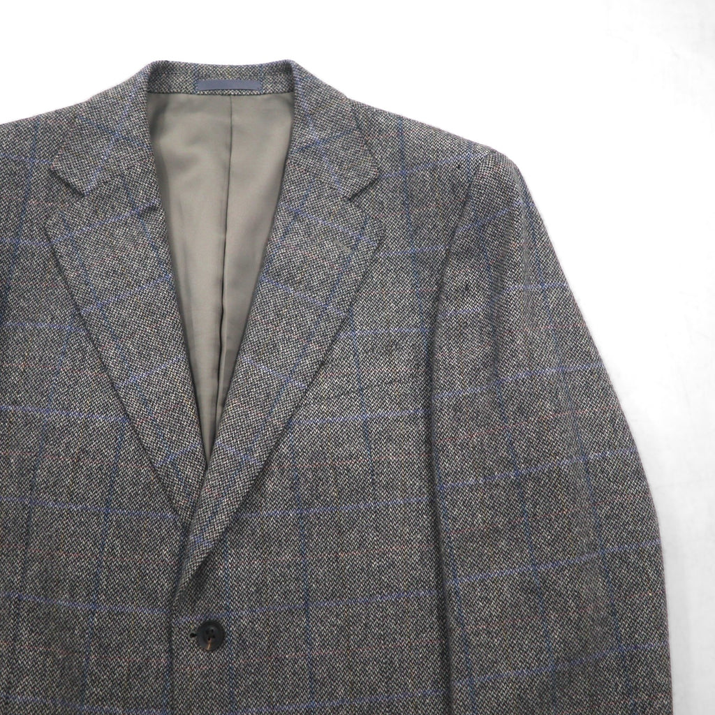 BURBERRY 100% Cashmere 2B Tweed Jacket, Size S, Gray Check, Made in Japan
