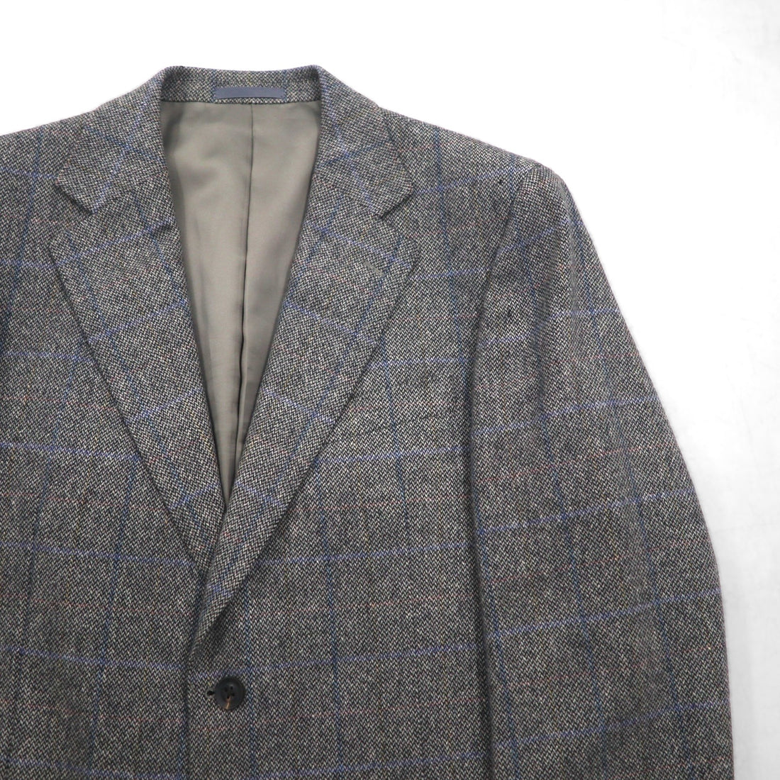 BURBERRY 100% Cashmere 2B Tweed Jacket, Size S, Gray Check, Made in Japan