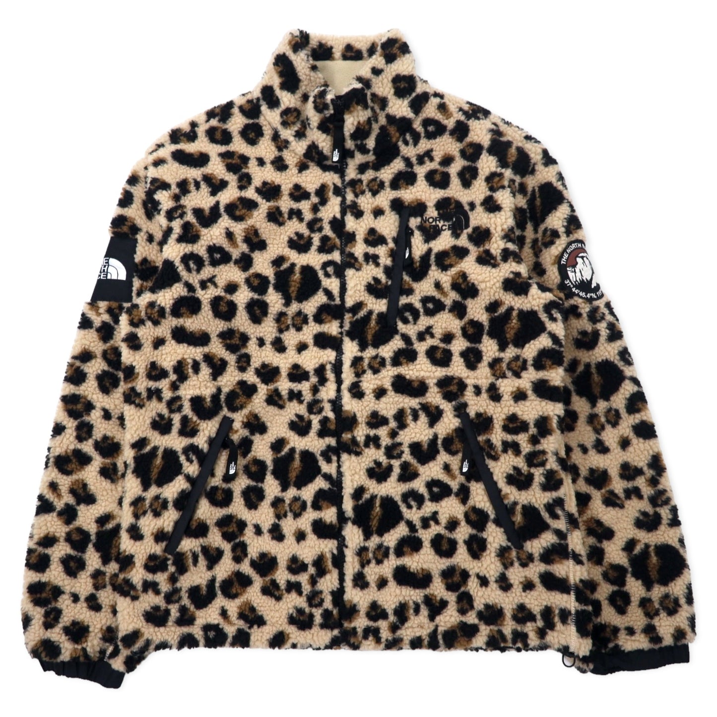 THE NORTH FACE RIMO FLEECE JACKET S Beige Leopard Leopard Print 