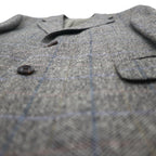 BURBERRY 100% Cashmere 2B Tweed Jacket, Size S, Gray Check, Made in Japan