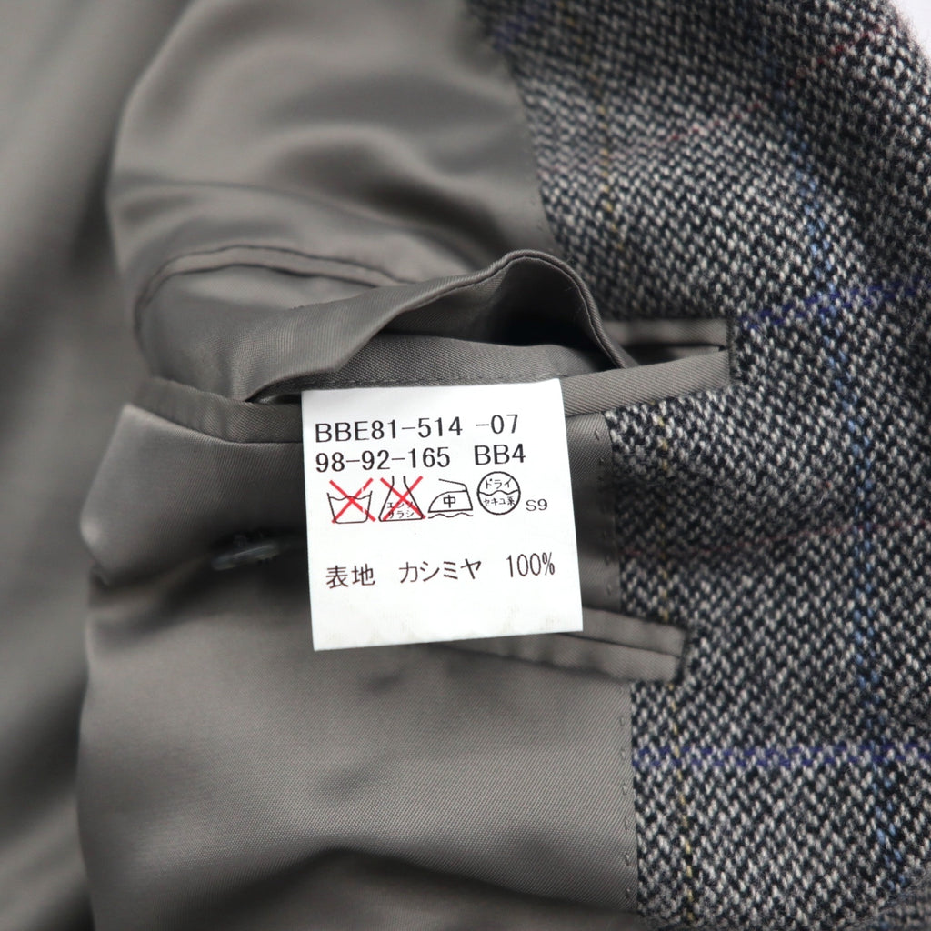 BURBERRY 100% Cashmere 2B Tweed Jacket, Size S, Gray Check, Made in Japan