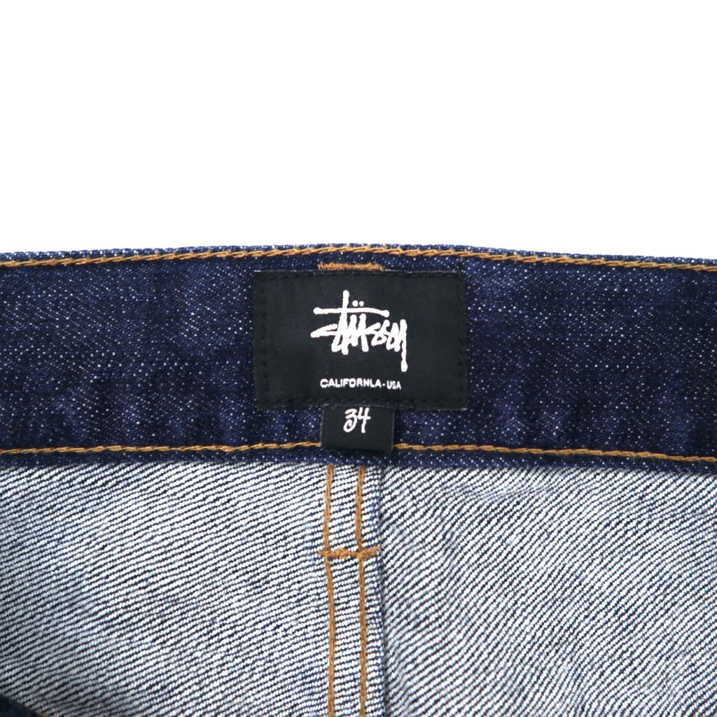 stussy tapered rigid denim pants size 34 blue cotton zipper fly made in japan