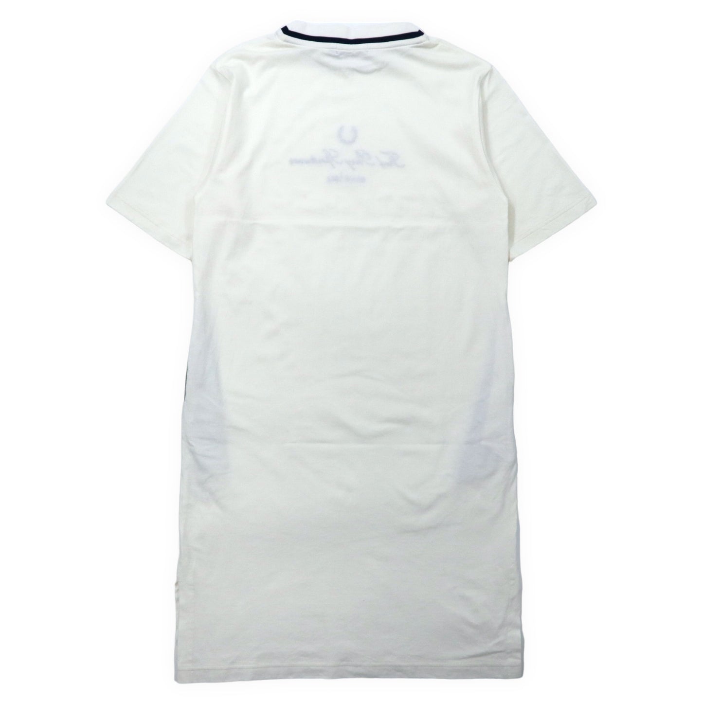 FRED PERRY Tシャツ ワンピース 38 ホワイト コットン ロゴ刺繍 F8558 日本製
