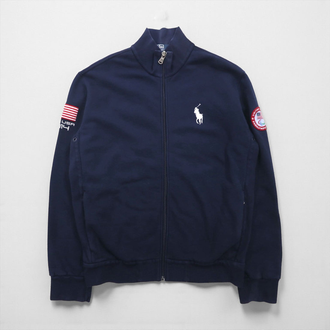 Polo by Ralph Lauren Made in USA Reverse Weave Sweatshirt Track Jacket Jersey L Navy