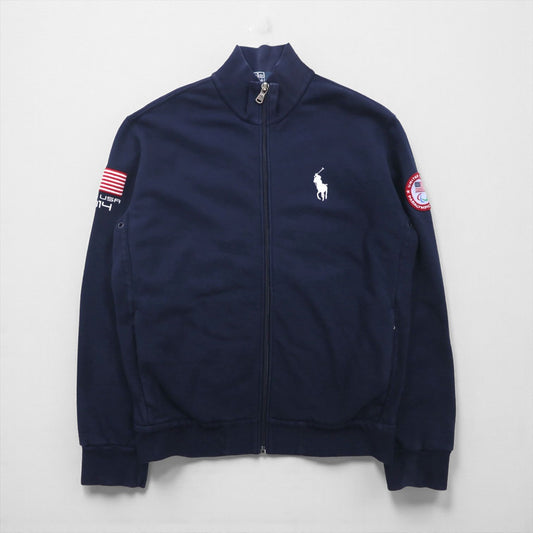 Polo by Ralph Lauren USA製 リバースウィーブ スウェット トラックジャケット ジャージ L ネイビー