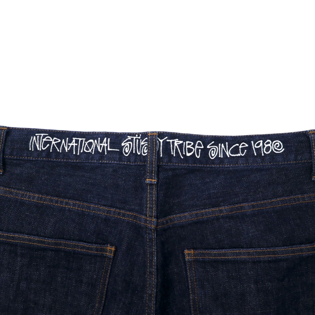 stussy tapered rigid denim pants size 34 blue cotton zipper fly made in japan