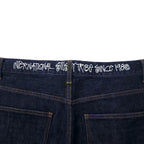 stussy tapered rigid denim pants size 34 blue cotton zipper fly made in japan