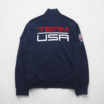 Polo by Ralph Lauren USA製 リバースウィーブ スウェット トラックジャケット ジャージ L ネイビー
