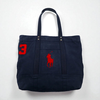 POLO RALPH LAUREN ビッグポニー 刺繍 キャンバス トートバッグ ネイビー