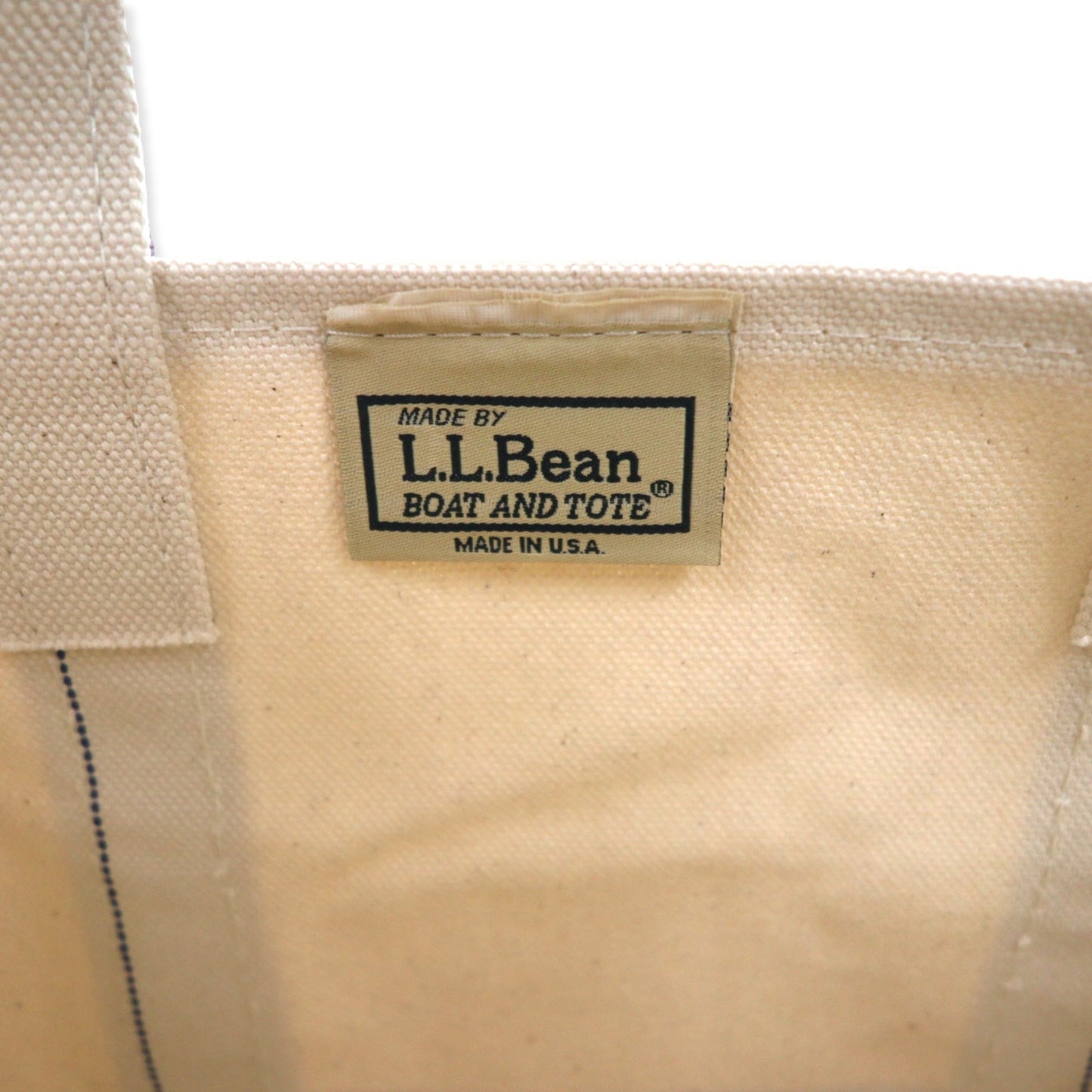 L.L.Bean USA製 ボートアンドトートバッグ ミニ ホワイト パープル キャンバス BOAT & TOTE BAG MINI 303435