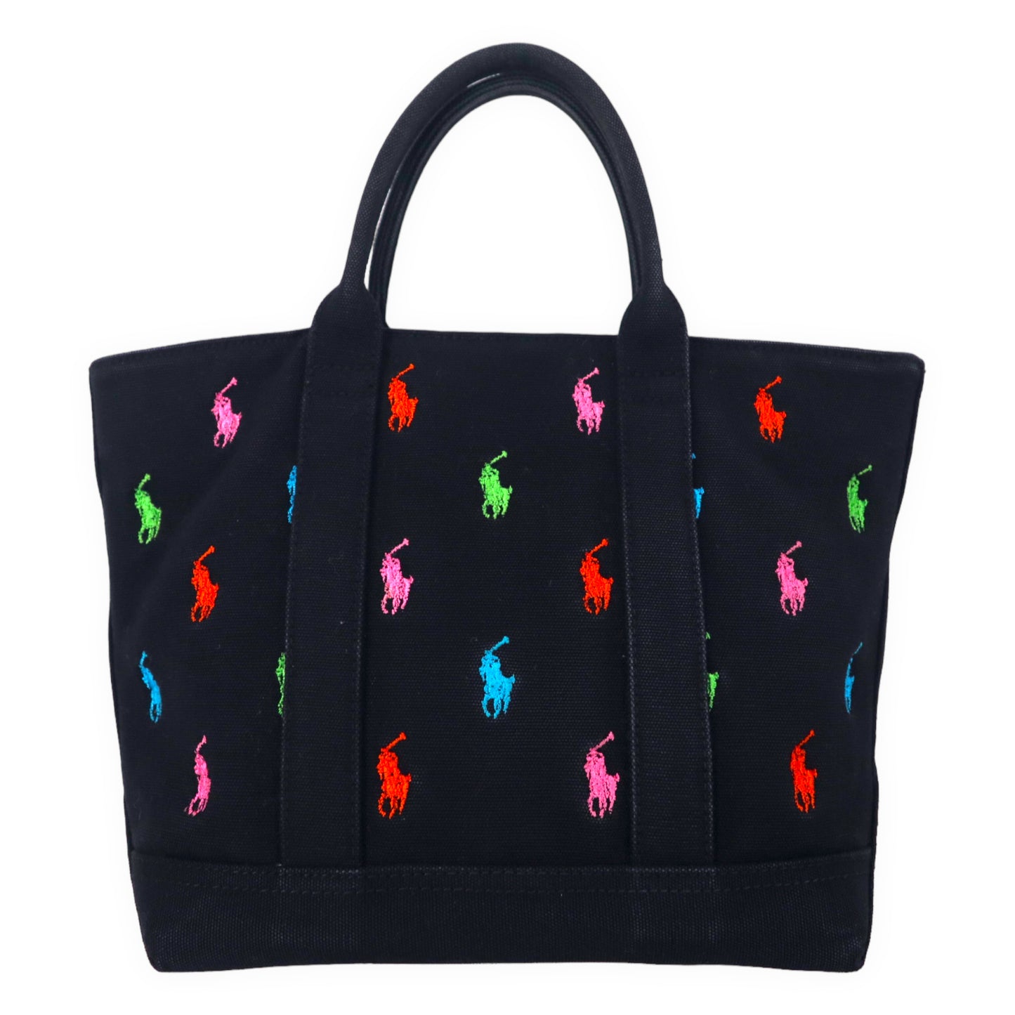 RALPH LAUREN All Overpony Tote Bag Black Canvas Small Pony Patterned Multi  Color – 日本然リトテ