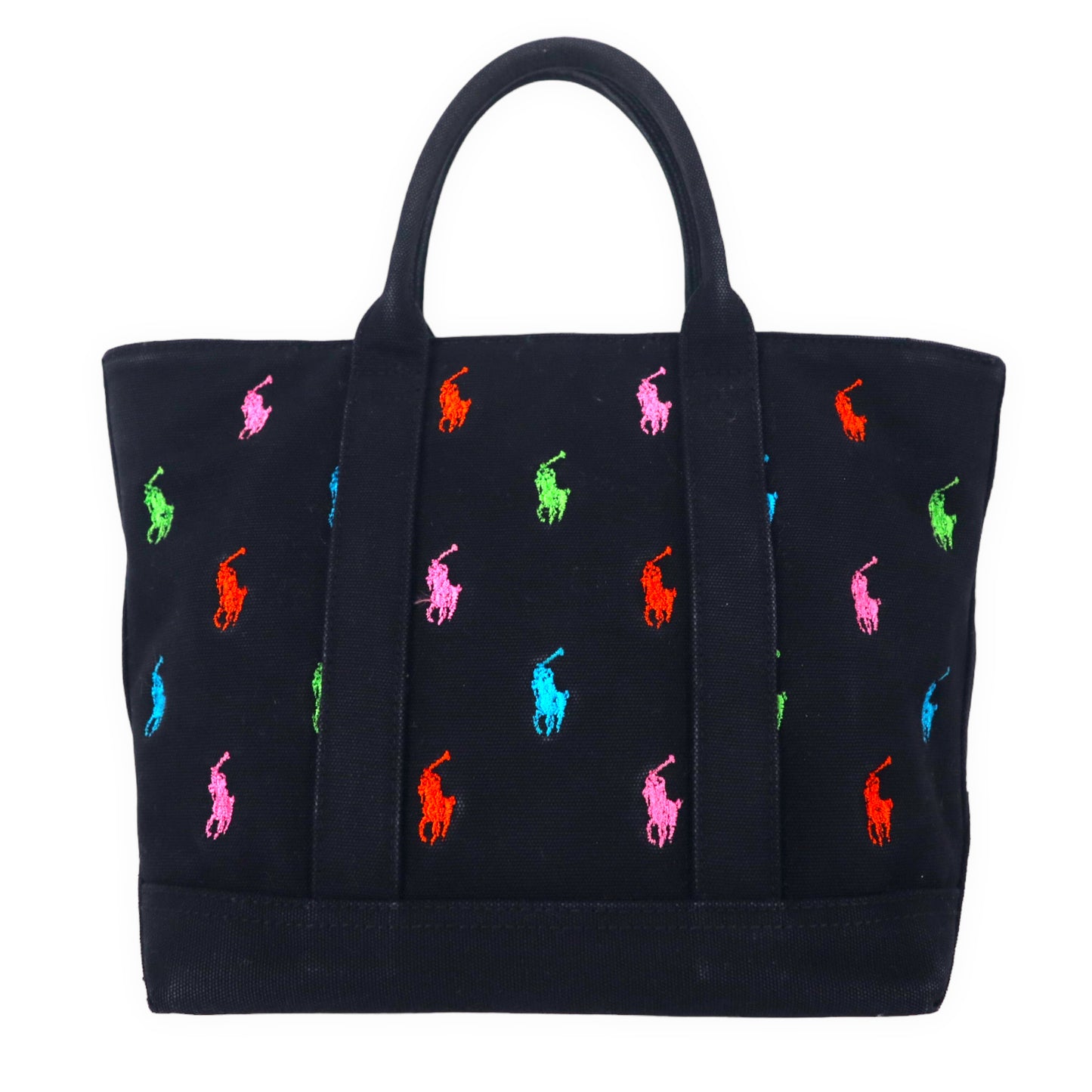 RALPH LAUREN All Overpony Tote Bag Black Canvas Small Pony