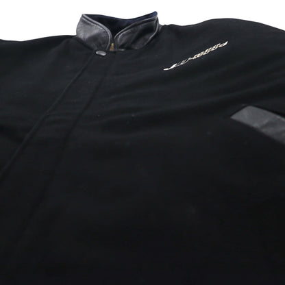 90s Vintage Varsity Jacket Rivers End レザー切替 スタジャン XL ブラック 刺繍 USA企業 JOHN WOOD