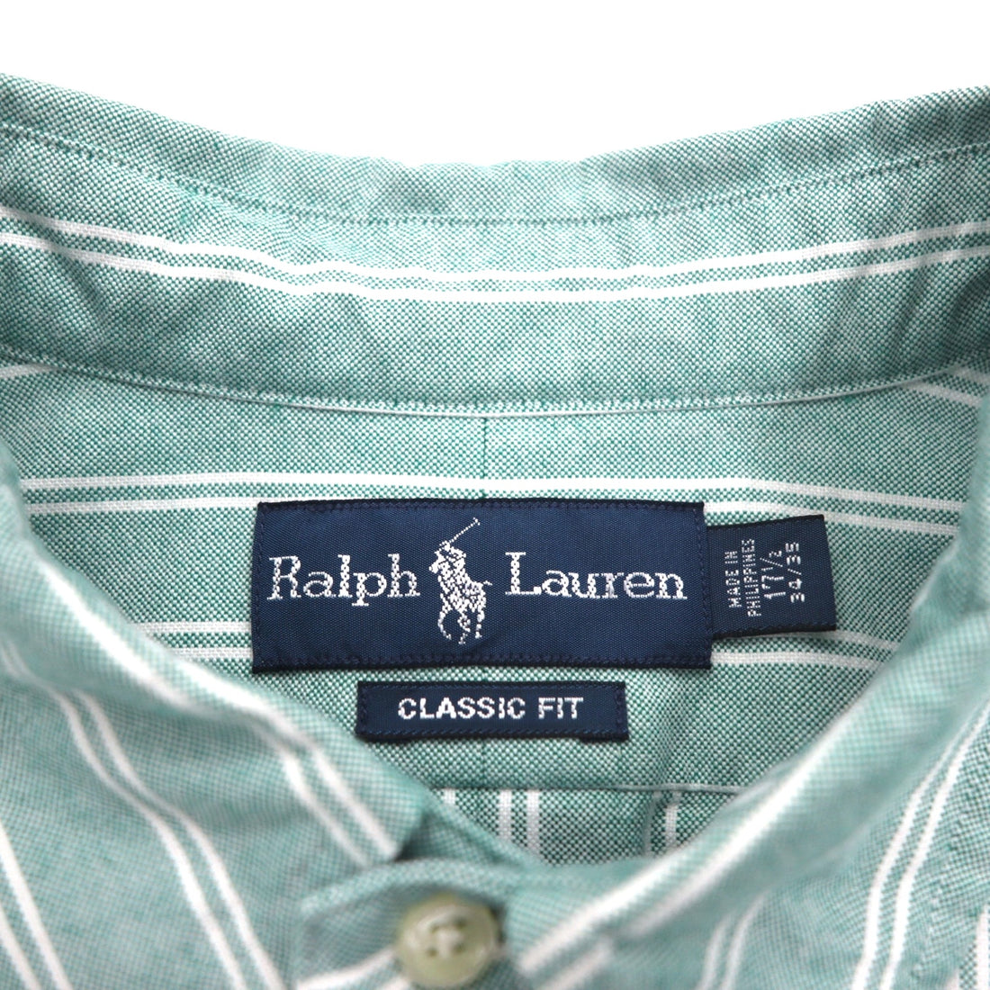 Ralph Lauren 90s Oxford Button-Down Shirt, XL, Green, Striped, Small Pony Embroidery
