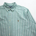 Ralph Lauren 90s Oxford Button-Down Shirt, XL, Green, Striped, Small Pony Embroidery