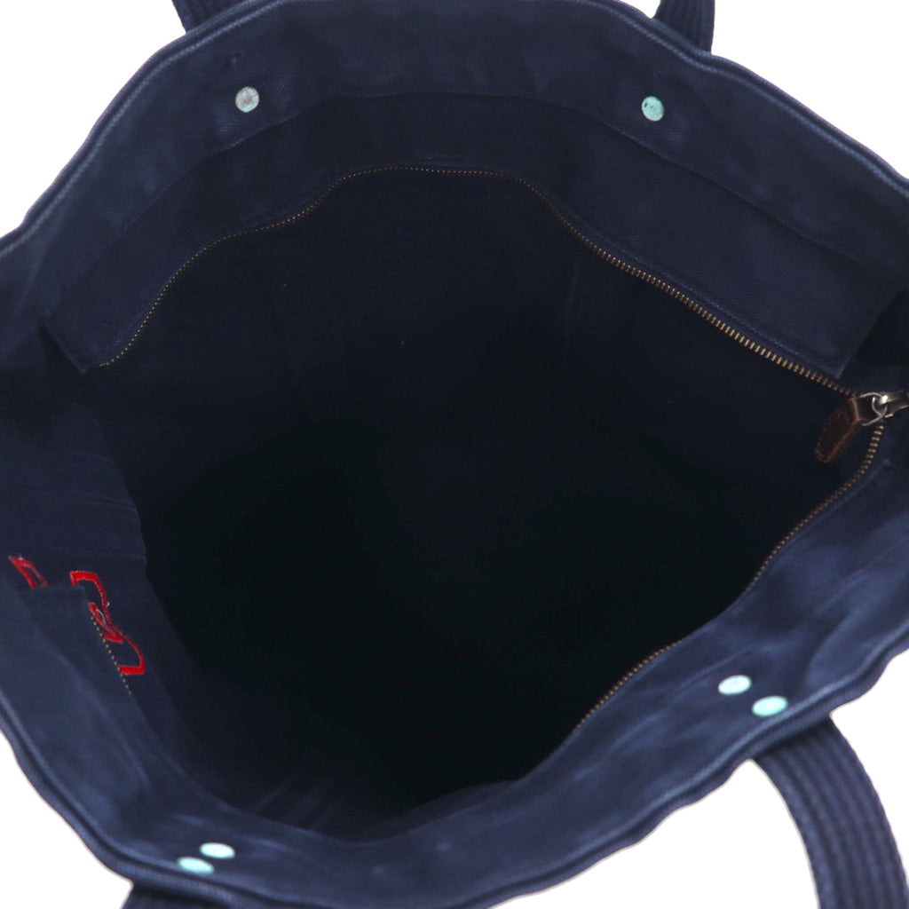 POLO RALPH LAUREN Big Pony Embroidered Canvas Tote Bag in Navy