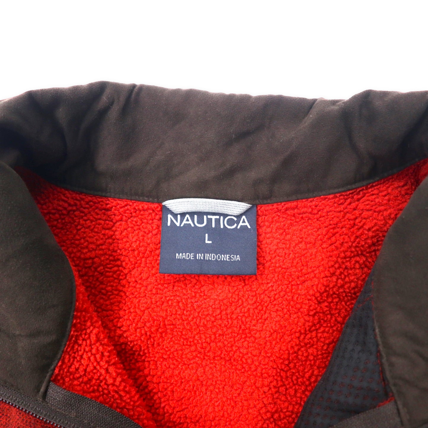 NAUTICA フルジップ フリースジャケット L レッド ポリエステル NAUTEX ワンポイントロゴ刺繍 OUTERLITE SERIES ビッグサイズ