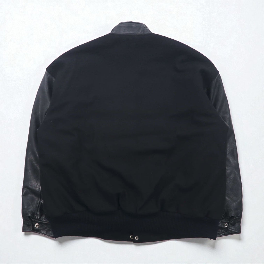 90s Vintage Varsity Jacket Rivers End レザー切替 スタジャン XL ブラック 刺繍 USA企業 JOHN WOOD