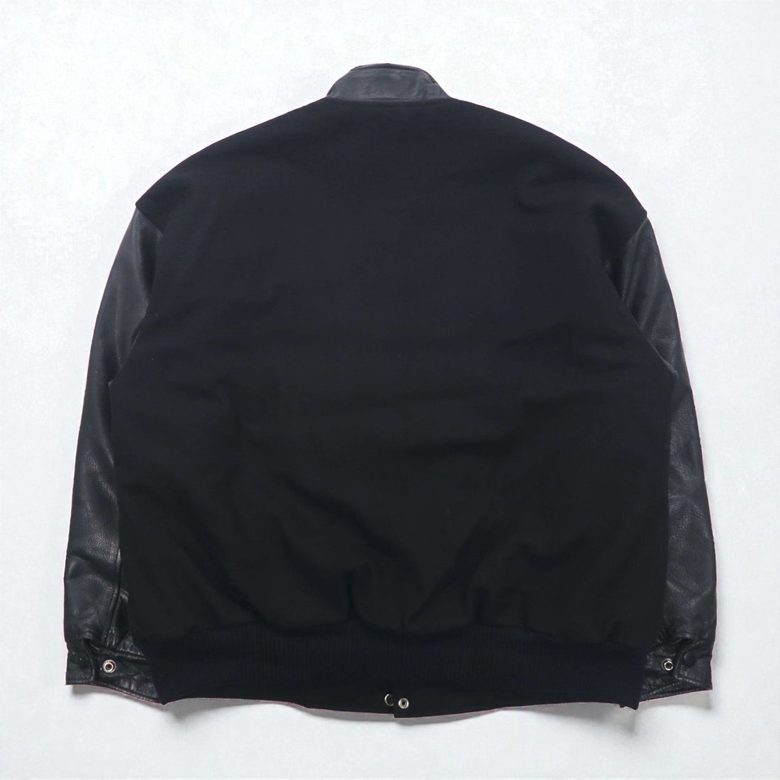 90s Vintage Rivers End Varsity Jacket with Leather Trim, XL, Black Embroidery, USA Brand, JOHN WOOD