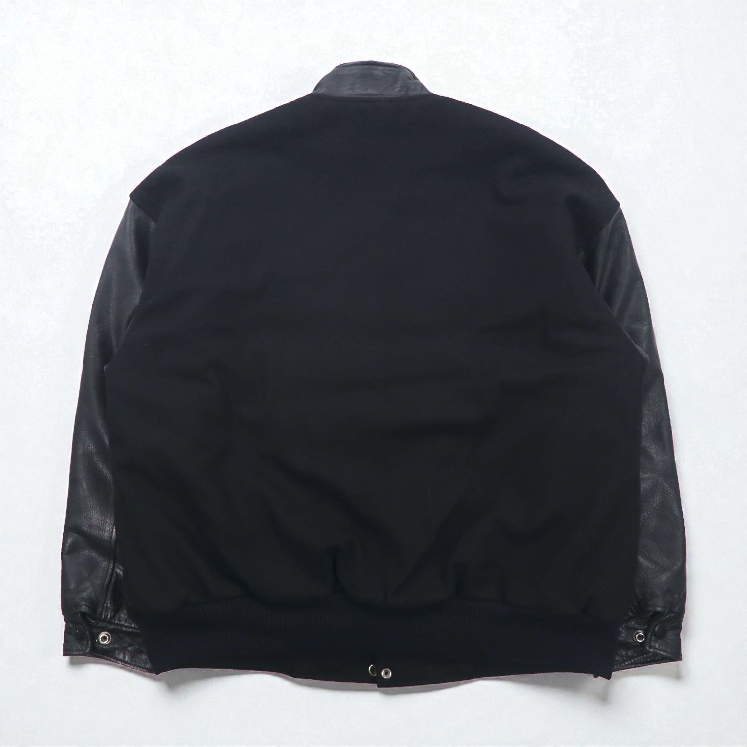 90s Vintage Varsity Jacket Rivers End レザー切替 スタジャン XL ブラック 刺繍 USA企業 JOHN WOOD