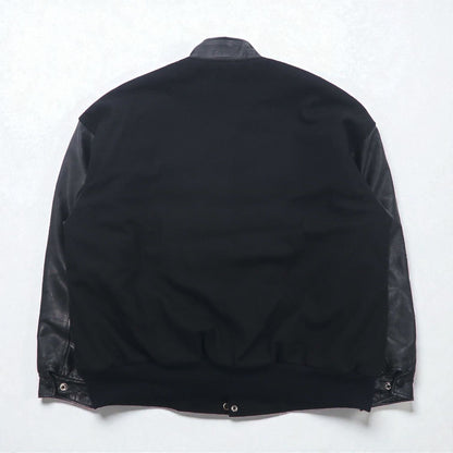 90s Vintage Varsity Jacket Rivers End レザー切替 スタジャン XL ブラック 刺繍 USA企業 JOHN WOOD