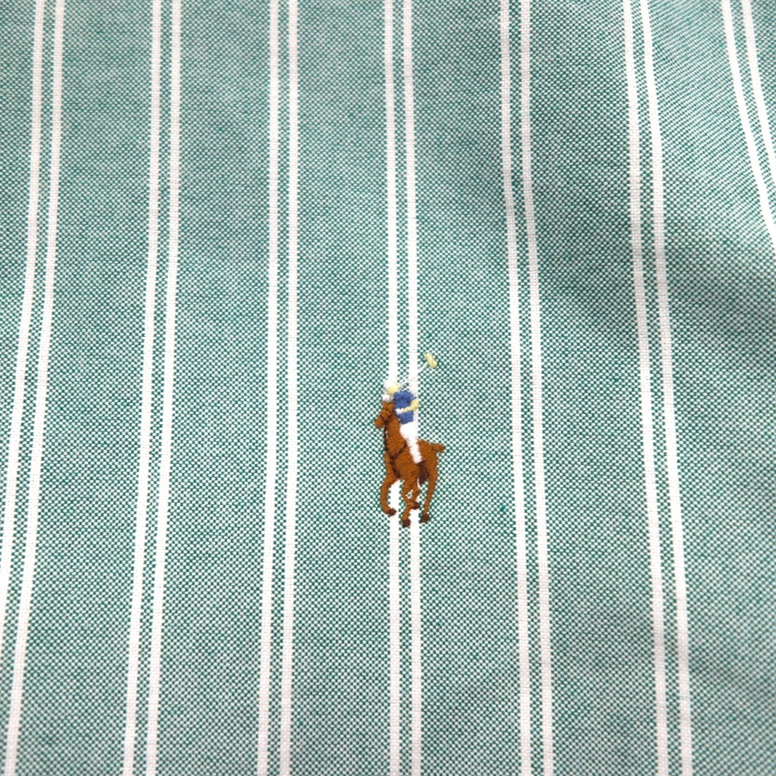 Ralph Lauren 90s Oxford Button-Down Shirt, XL, Green, Striped, Small Pony Embroidery