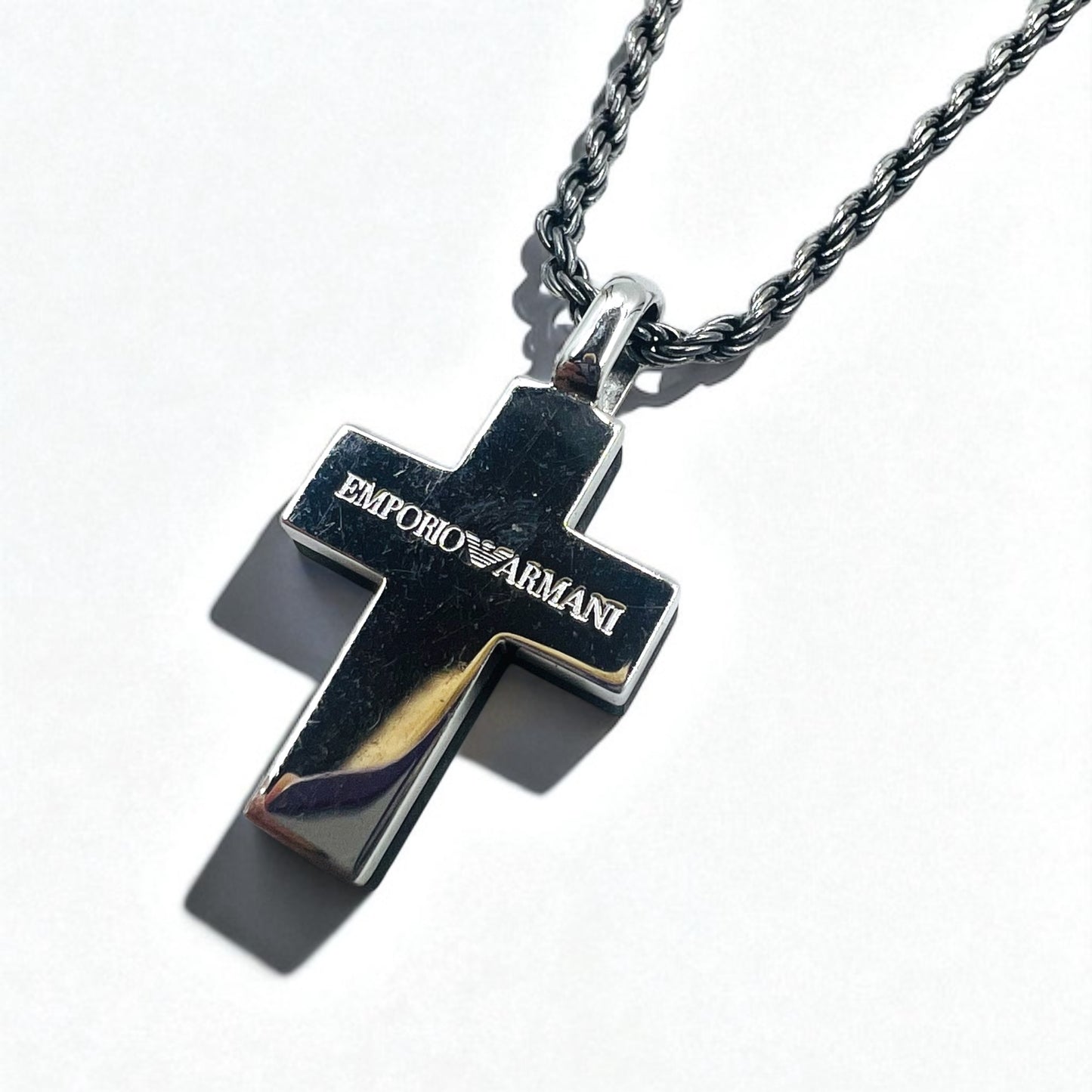 EMPORIO ARMANI 2WAY クロス 十字架 ネックレス シルバー Silver 925 レザー