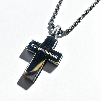 EMPORIO ARMANI 2WAY クロス 十字架 ネックレス シルバー Silver 925 レザー