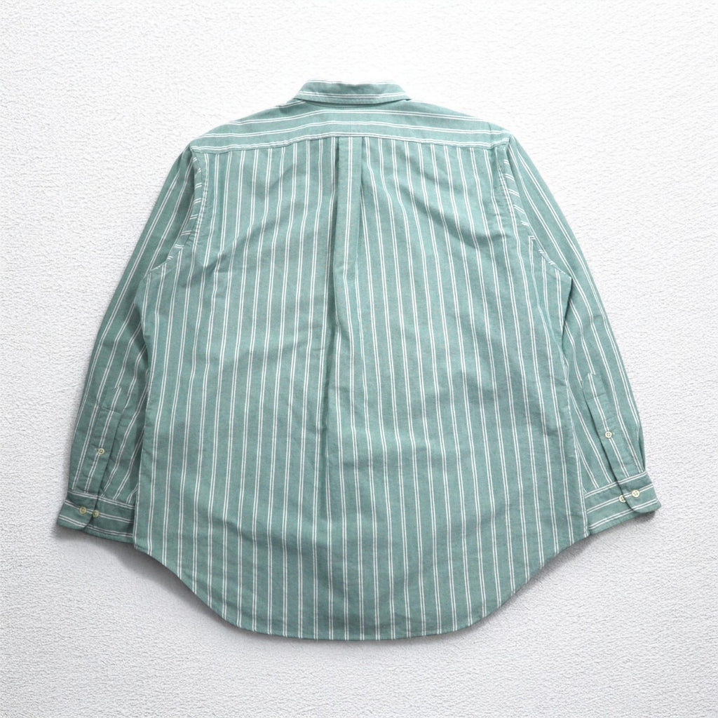 Ralph Lauren 90s Oxford Button-Down Shirt, XL, Green, Striped, Small Pony Embroidery