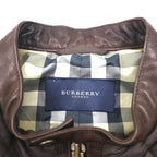 BURBERRY Quilted Rider's Jacket, Size L, Brown, Padded with Leather and Nova Check Lining