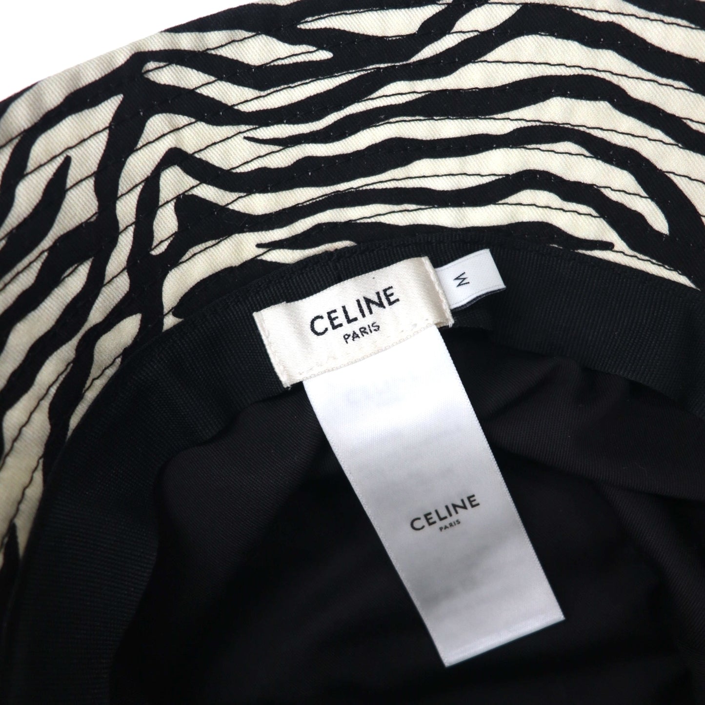 CELINE ゼブラ プリント バケットハット M ホワイト ブラック 総柄 アニマル エディ・スリマン Hedi Slimane 22AW 2AUV1979S