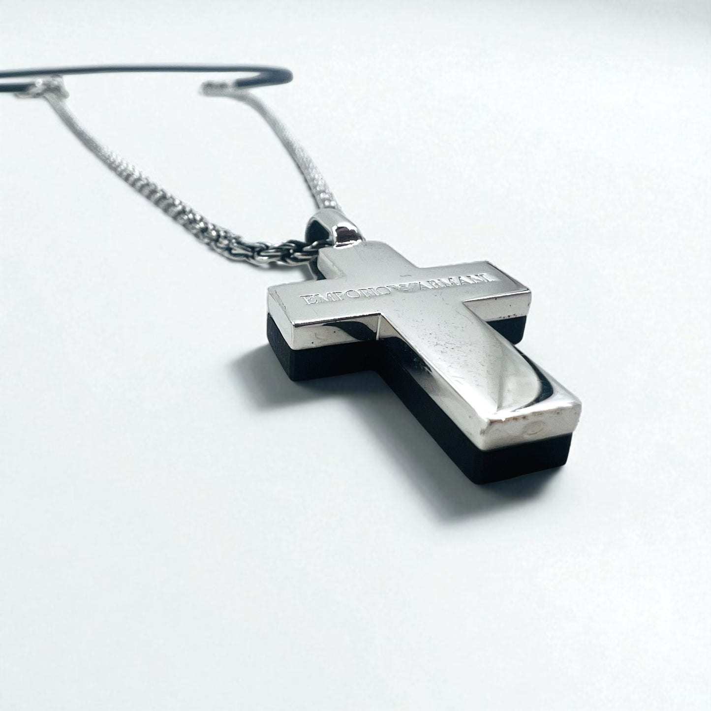 EMPORIO ARMANI 2WAY クロス 十字架 ネックレス シルバー Silver 925 レザー