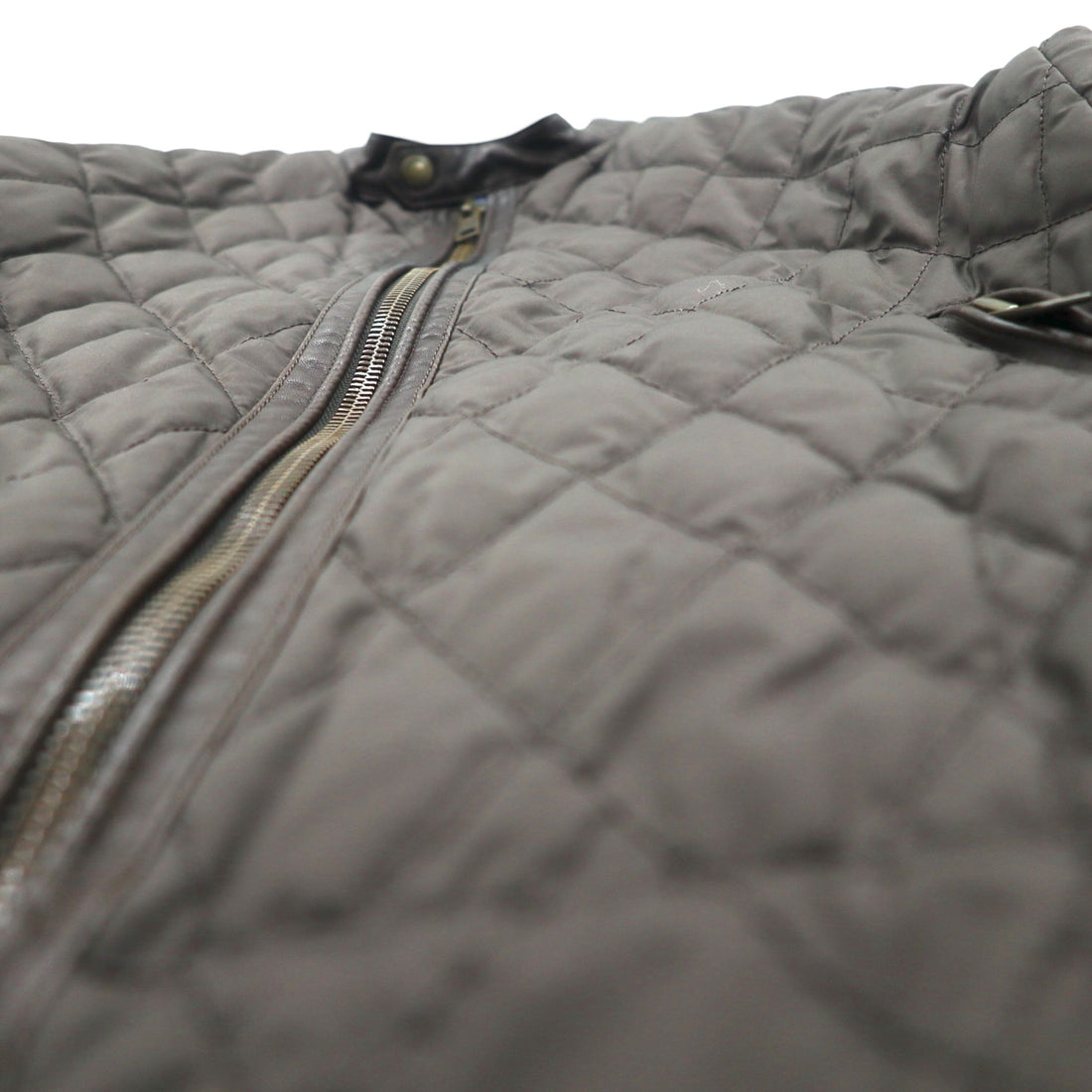 BURBERRY Quilted Rider's Jacket, Size L, Brown, Padded with Leather and Nova Check Lining