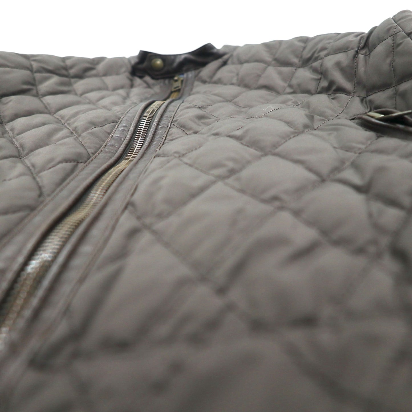 BURBERRY キルティングジャケット ライダース L ブラウン 中綿 レザー切り替え 裏地ノバチェック