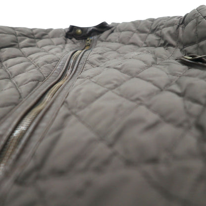 BURBERRY キルティングジャケット ライダース L ブラウン 中綿 レザー切り替え 裏地ノバチェック