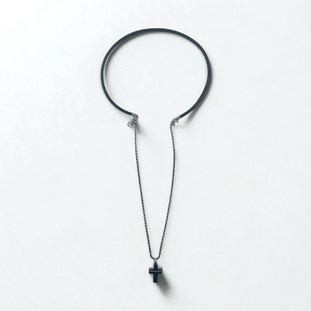 EMPORIO ARMANI 2WAY クロス 十字架 ネックレス シルバー Silver 925 レザー