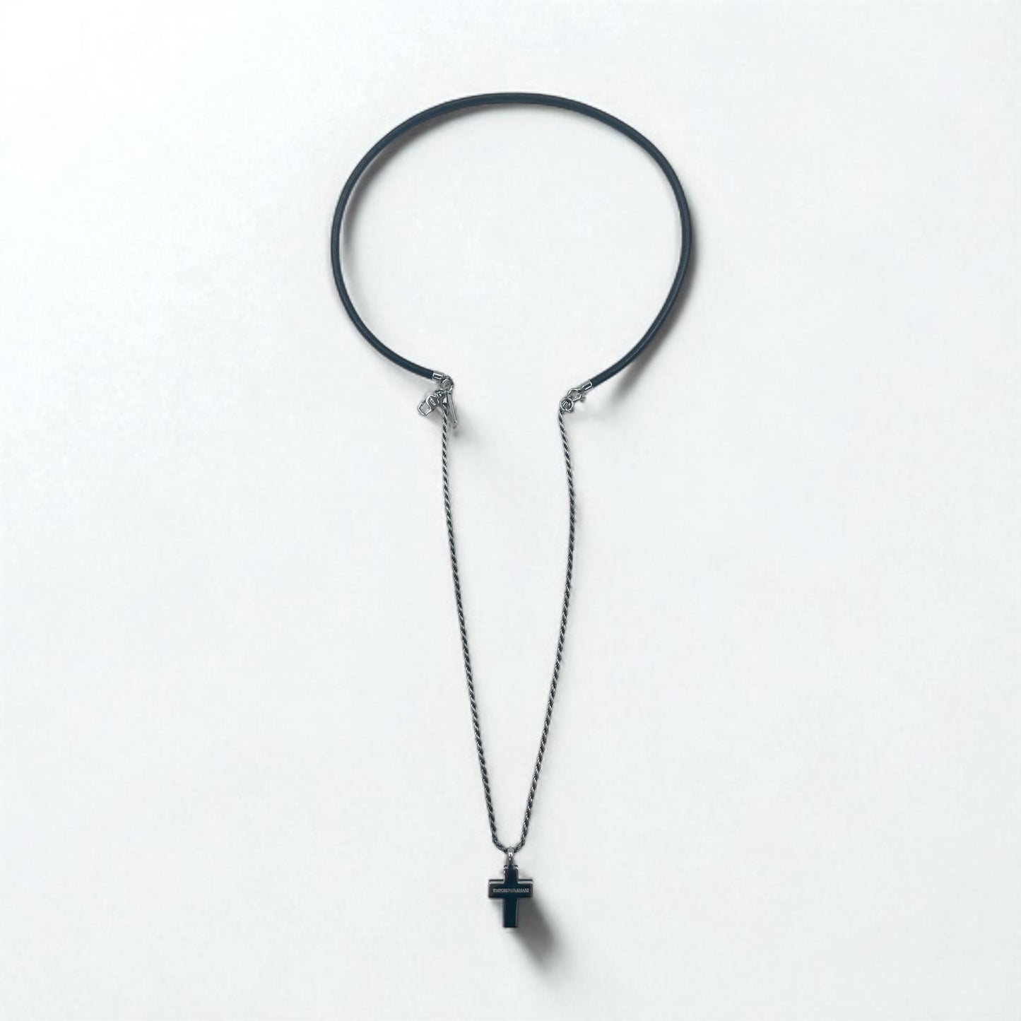 EMPORIO ARMANI 2WAY クロス 十字架 ネックレス シルバー Silver 925 レザー