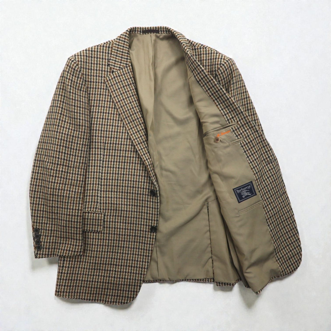 BURBERRY Gun Club Check Tweed Jacket, 2B Tailored Medium, Brown Wool