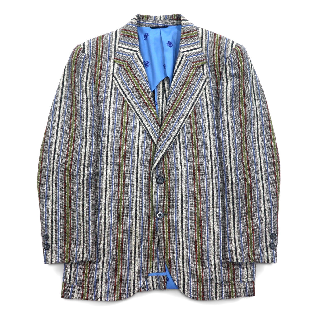 Vintage 80s Blazer Mr. Rough Rider × BROADHEAD &amp; GRAVES 80s Jacquard 2B Tailored Jacket M Multi Stripe