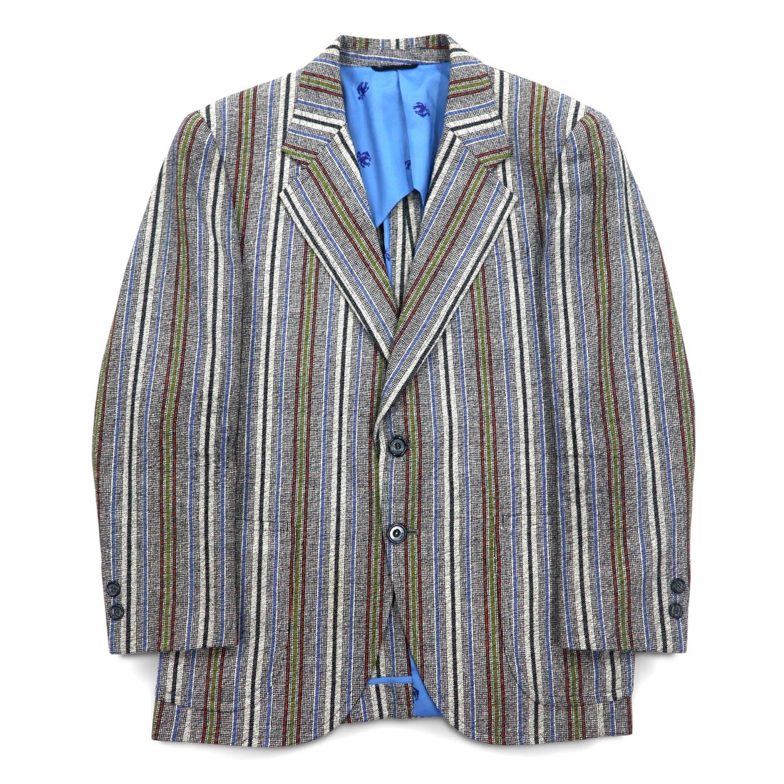Vintage 80s Blazer Mr. Rough Rider × BROADHEAD &amp; GRAVES 80s Jacquard 2B Tailored Jacket M Multi Stripe