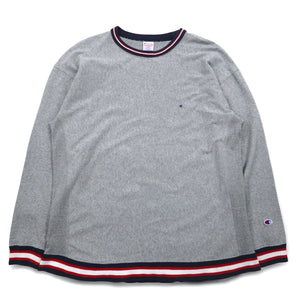 Champion Reverse Weave Rib Line Long Sleeve T-Shirt L Gray C8-L422